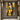 Original abstract cubist portrait of a woman in yellow and earth tones, hand-painted with geometric forms and expressive black linework