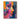 Abstract oil painting of a woman’s face in geometric mosaic style with bold pink, orange, and blue tones