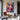 Abstract oil painting of a woman’s face in geometric mosaic style with bold pink, orange, and blue tones