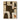 Geometric Abstract Oil Painting in Beige and Black with Earth Tones