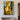 modern cubist oil painting of abstract female figure in golden yellow and blue tones