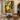 modern cubist oil painting of abstract female figure in golden yellow and blue tones