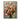 Hand-painted oil painting of vibrant orange peonies and pink roses in ceramic vase, with textured green leaves and soft grey-blue background.  
