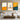 Minimalist Triptych Wall Art with Blue Figures and Orange Background