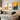 Minimalist Triptych Wall Art with Blue Figures and Orange Background