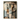 Abstract oil painting with layered wooden panels, geometric shapes, and textured transitions between beige and gray tones.  