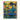 Palette Knife Oil Painting of Woman Among Blue Irises in Yellow Background