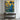 Palette Knife Oil Painting of Woman Among Blue Irises in Yellow Background