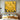 original square abstract oil painting in Pollock style with yellow, white, and black splatters