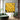 original square abstract oil painting in Pollock style with yellow, white, and black splatters