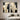 Set of 2 Abstract Oil Paintings in Beige Black and Gold