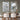 Set of 2 White and Gold Floral Textured Canvas Paintings on Grey Background