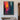 abstract expressionist oil painting of silhouette figure between red and blue city lights, modern vertical canvas with emotional color contrast