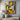 Abstract cubist oil painting of a woman in lemon yellow and teal, with bold lines and geometric composition