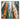 Vertical Echo abstract painting with textured orange and teal vertical brushstrokes