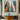 Vertical Echo abstract painting with textured orange and teal vertical brushstrokes