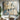 Contemporary handmade abstract oil painting of a modern city wall and people walking