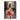 Vertical modern oil painting of woman in pink walking in city at dusk