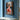 Vertical modern oil painting of woman in pink walking in city at dusk