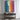 Vibrant Multicolor Textured Oil Painting with Walking Figures and Umbrellas